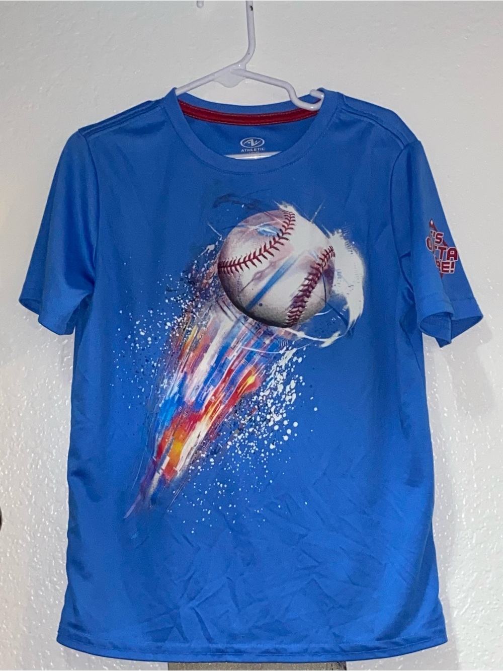 Athletic Works Royal Blue Boys' Baseball Tee with Fiery Graphic